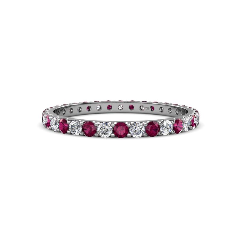 Audrey 2.00 mm Rhodolite Garnet and Lab Grown Diamond U Prong Eternity Band 