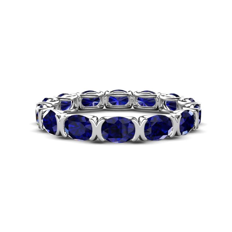 Abigail 3.08 ctw Oval Shape Blue Sapphire Comfort fit Eternity Band 