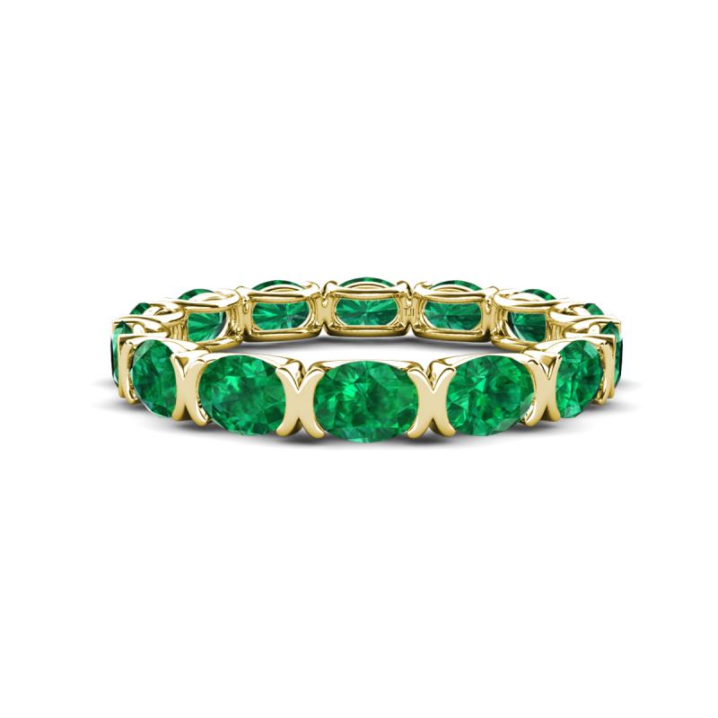 Abigail 2.52 ctw Oval Shape Emerald Comfort fit Eternity Band 