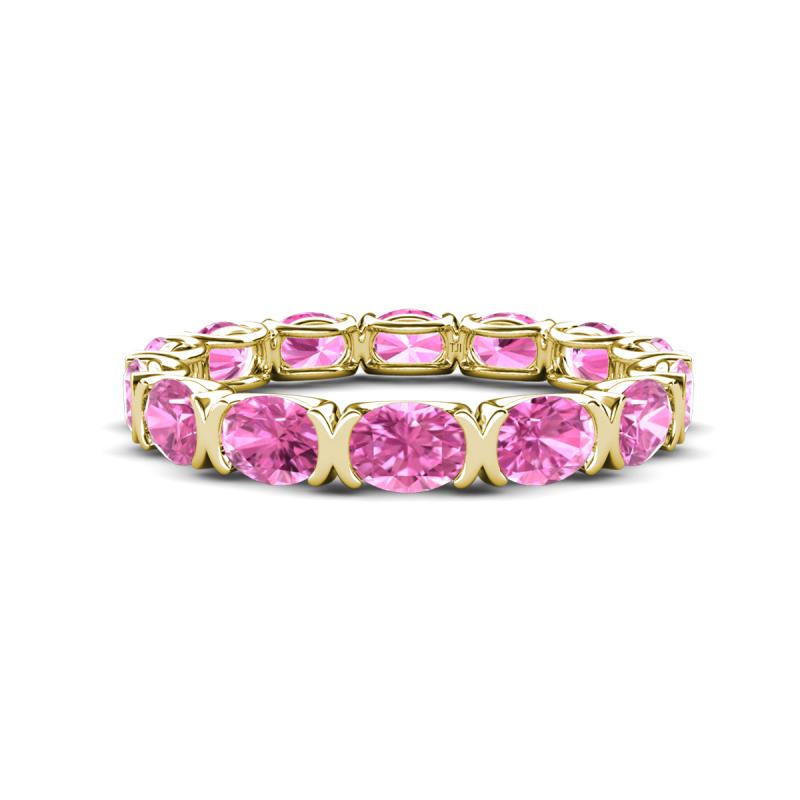 Abigail 3.08 ctw Oval Shape Pink Sapphire Comfort fit Eternity Band 