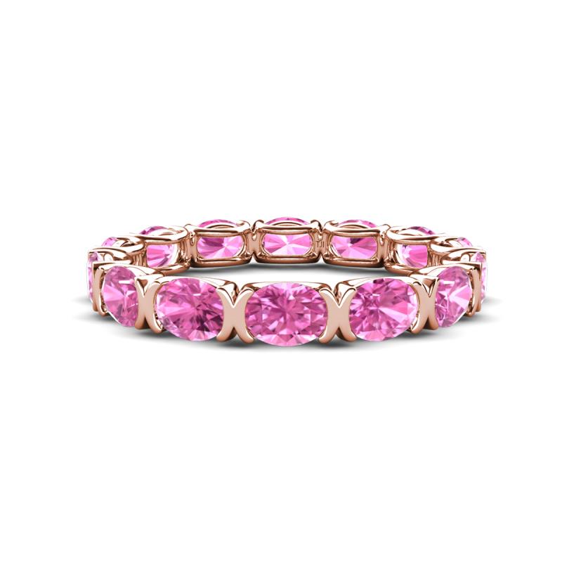 Abigail 3.08 ctw Oval Shape Pink Sapphire Comfort fit Eternity Band 