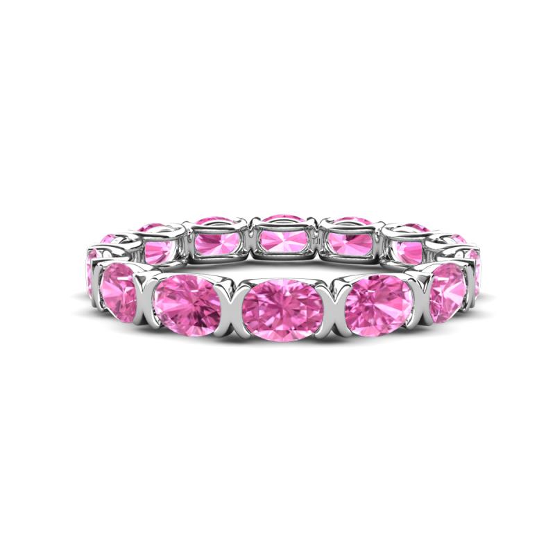 Abigail 3.08 ctw Oval Shape Pink Sapphire Comfort fit Eternity Band 