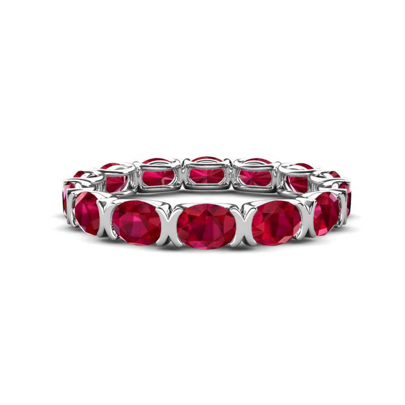 Abigail 3.50 ctw Oval Shape Ruby Comfort fit Eternity Band 