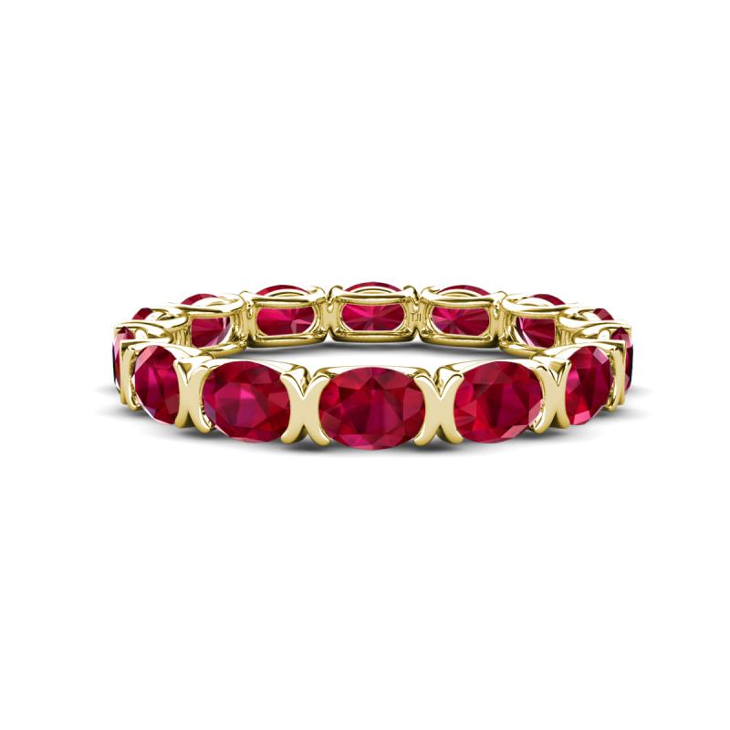 Abigail 3.50 ctw Oval Shape Ruby Comfort fit Eternity Band 