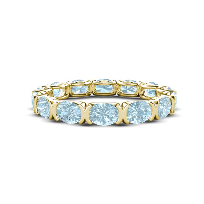Abigail 2.10 ctw Oval Shape Aquamarine Comfort fit Eternity Band 