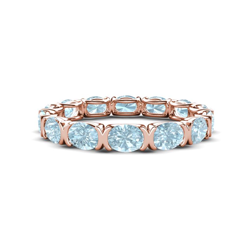Abigail 2.10 ctw Oval Shape Aquamarine Comfort fit Eternity Band 