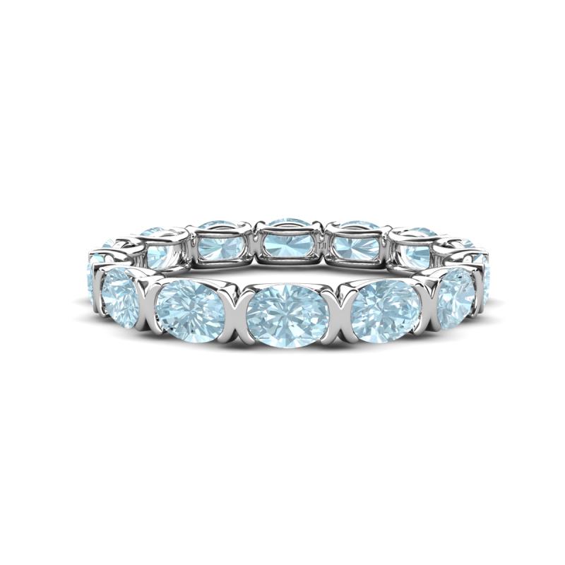 Abigail 2.10 ctw Oval Shape Aquamarine Comfort fit Eternity Band 