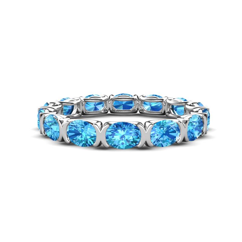 Abigail 2.80 ctw Oval Shape Blue Topaz Comfort fit Eternity Band 