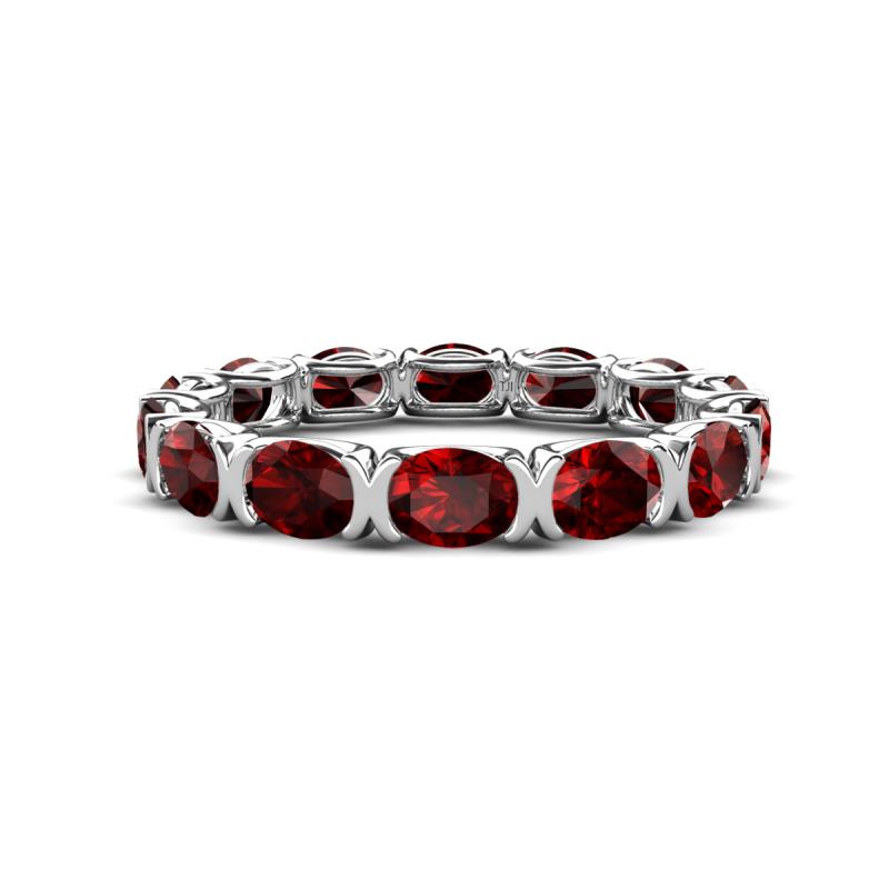 Abigail 2.80 ctw Oval Shape Red Garnet Comfort fit Eternity Band 