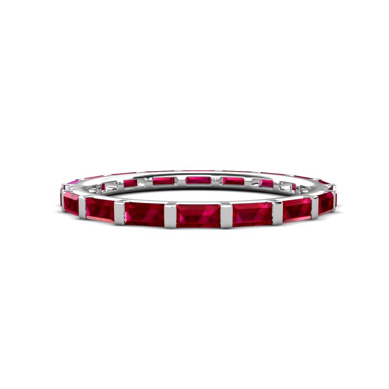 Elise 1.26 ctw Baguette Shape Ruby Comfort Fit Eternity Band 