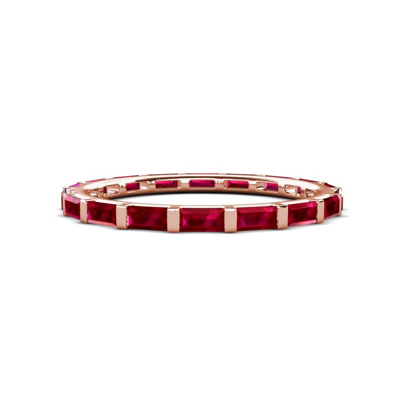Elise 1.26 ctw Baguette Shape Ruby Comfort Fit Eternity Band 