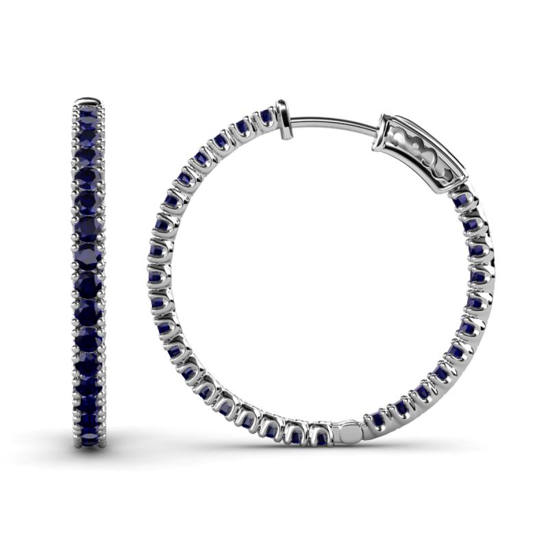 Melissa 1.89 ctw (2.00 mm) Inside Outside Round Blue Sapphire Eternity Hoop Earrings 