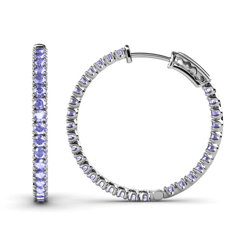 Melissa 1.68 ctw (2.00 mm) Inside Outside Round Tanzanite Eternity Hoop Earrings 