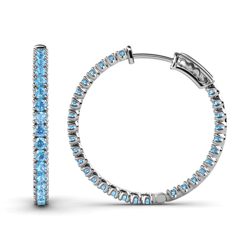 Melissa 1.50 ctw (2.00 mm) Inside Outside Round Blue Topaz Eternity Hoop Earrings 