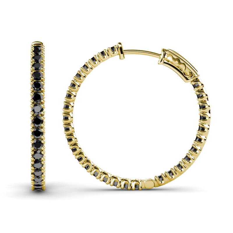 Melissa 1.89 ctw (2.00 mm) Inside Outside Round Black Diamond Eternity Hoop Earrings 