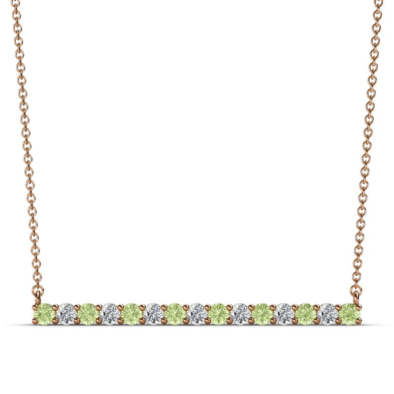 Noya 2.50 mm Round Peridot and Lab Grown Diamond Horizontal Bar Pendant Necklace 