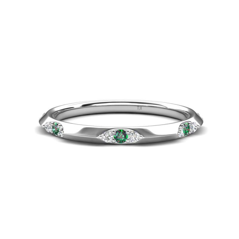 Arianna 0.18 ctw Created Alexandrite Accented Lab Grown Diamond Comfort Fit Lace Wedding Band 