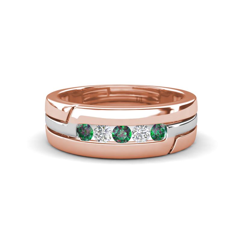 Brandon 0.32 ctw Created Alexandrite and Natural Diamond High Polished Men Wedding Band (7 mm) 