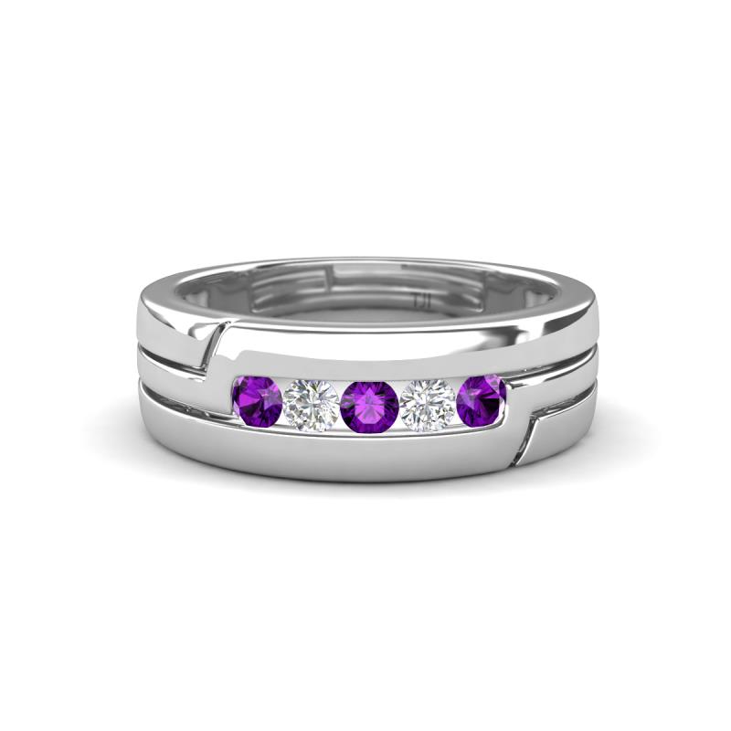 Brandon 0.24 ctw Amethyst and Natural Diamond High Polished Men Wedding Band (7 mm) 