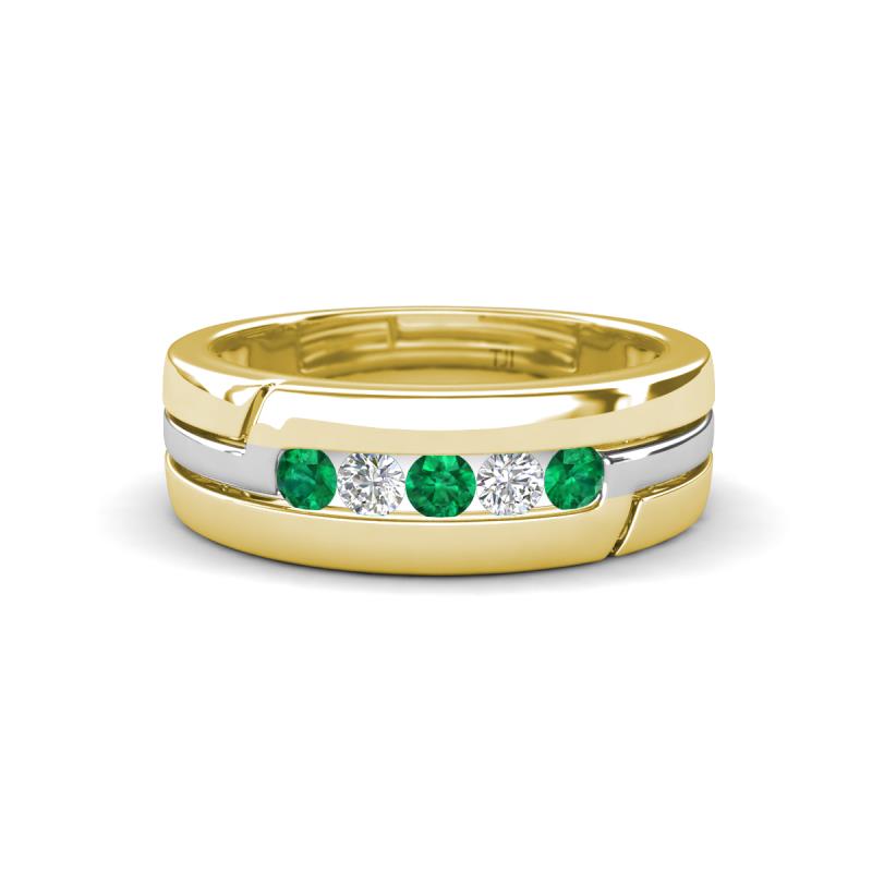 Brandon 0.24 ctw Emerald and Natural Diamond High Polished Men Wedding Band (7 mm) 