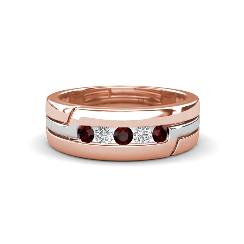 Brandon 0.32 ctw Red Garnet and Natural Diamond High Polished Men Wedding Band (7 mm) 