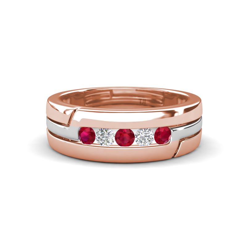Brandon 0.30 ctw Ruby and Natural Diamond High Polished Men Wedding Band (7 mm) 