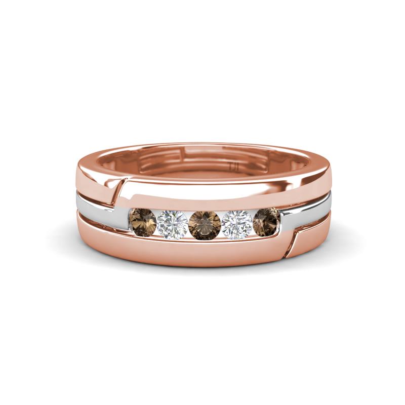 Brandon 0.30 ctw Smoky Quartz and Natural Diamond High Polished Men Wedding Band (7 mm) 