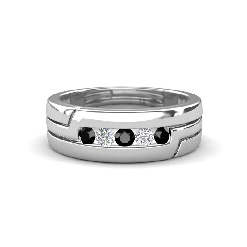 Brandon 0.30 ctw Black Diamond and Natural Diamond High Polished Men Wedding Band (7 mm) 