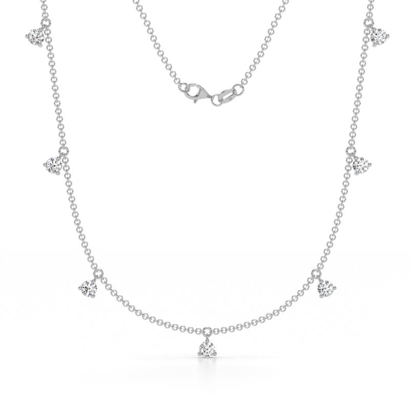 Zuria 0.70 ctw Lab Grown Diamonds (7 stn/3mm) Women Drop Station Necklace 
