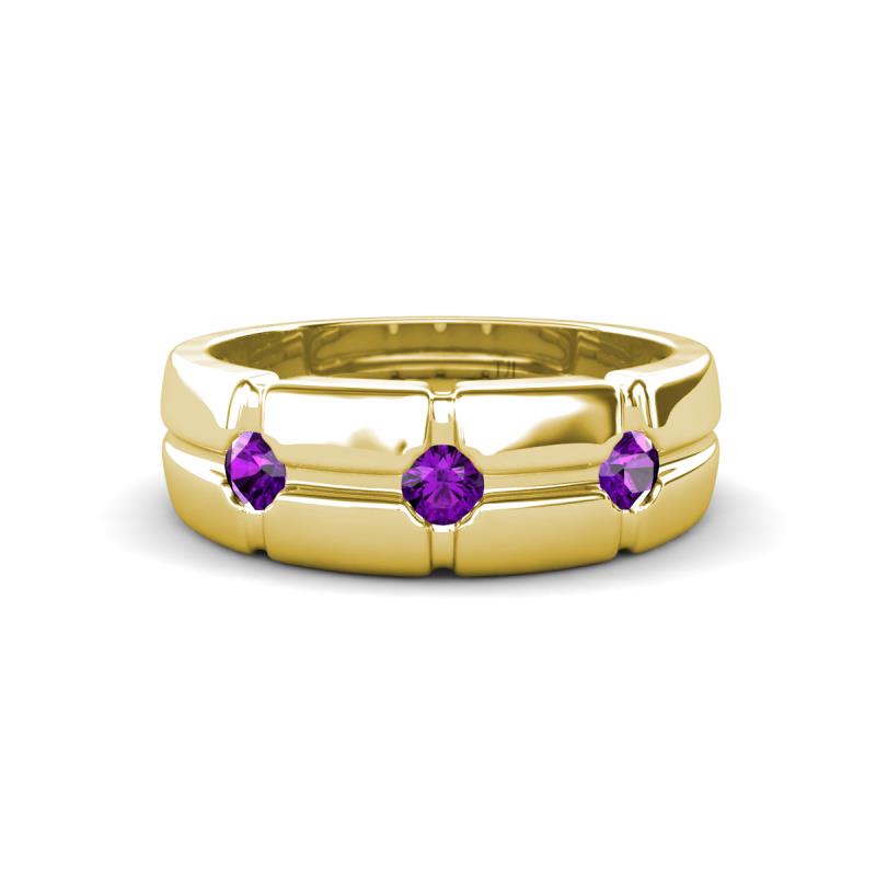 Isaac 0.21 ctw Amethyst Cross Patterned Men Band (7.50 mm) 