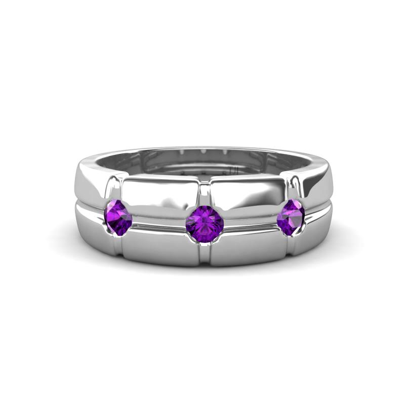 Isaac 0.21 ctw Amethyst Cross Patterned Men Band (7.50 mm) 