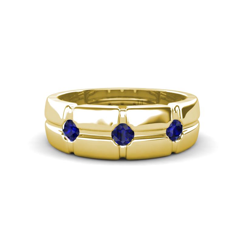 Isaac 0.25 ctw Blue Sapphire Cross Patterned Men Band (7.50 mm) 
