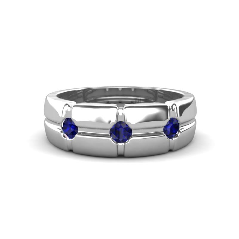 Isaac 0.25 ctw Blue Sapphire Cross Patterned Men Band (7.50 mm) 