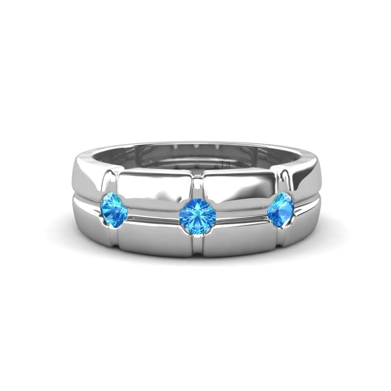 Isaac 0.21 ctw Blue Topaz Cross Patterned Men Band (7.50 mm) 