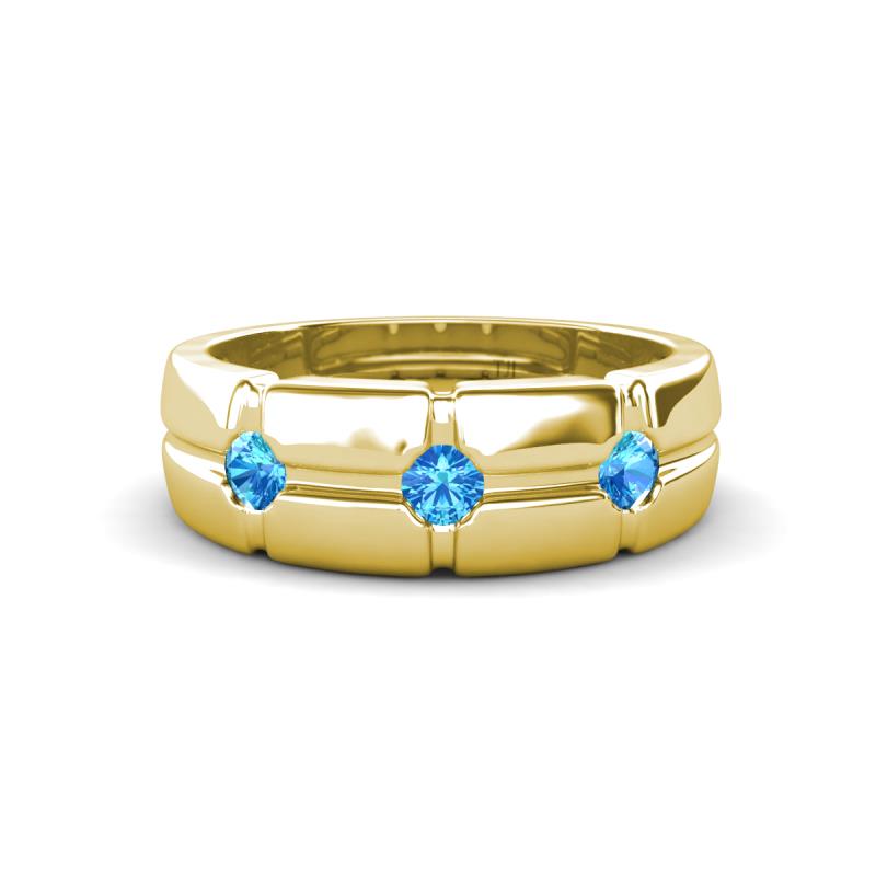Isaac 0.21 ctw Blue Topaz Cross Patterned Men Band (7.50 mm) 