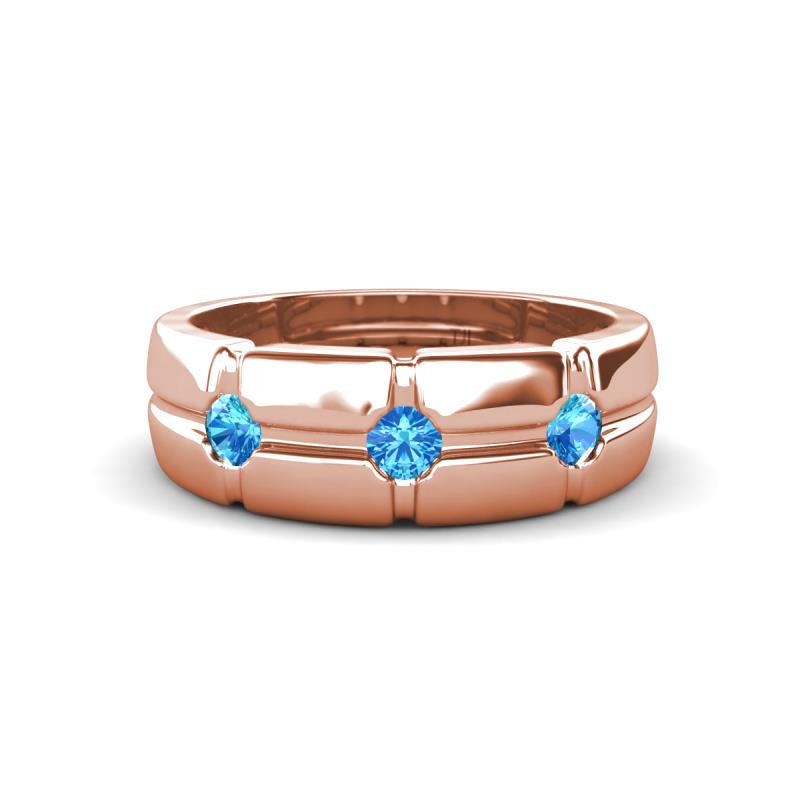 Isaac 0.21 ctw Blue Topaz Cross Patterned Men Band (7.50 mm) 