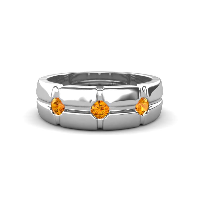 Isaac 0.21 ctw Citrine Cross Patterned Men Band (7.50 mm) 