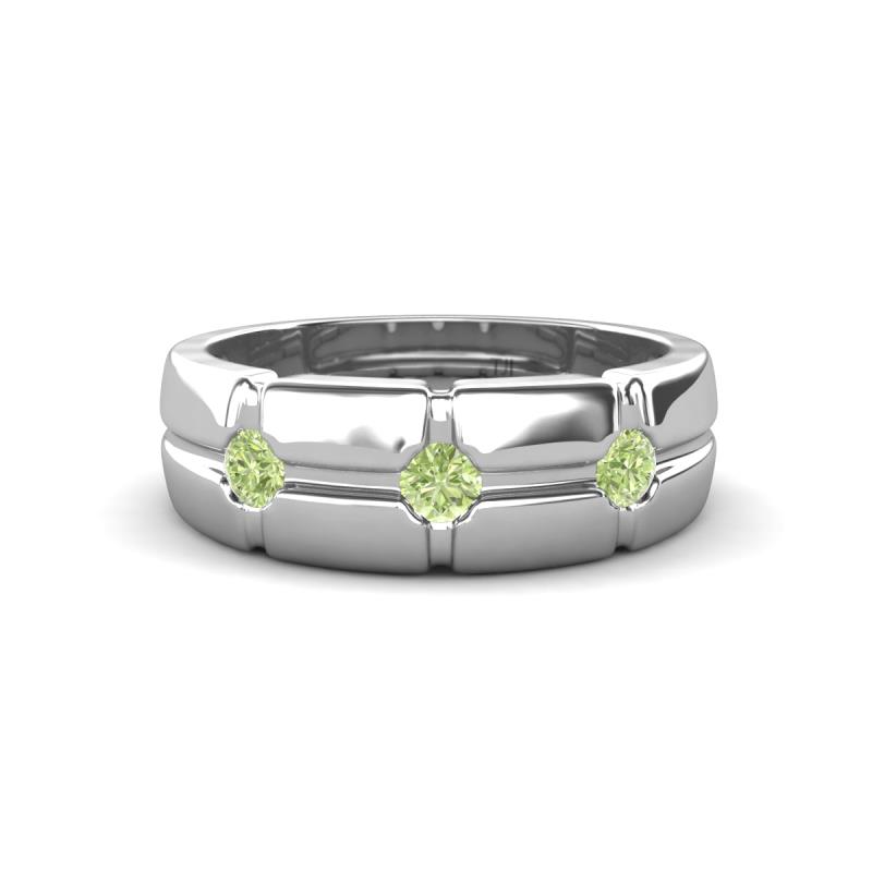 Isaac 0.28 ctw Peridot Cross Patterned Men Band (7.50 mm) 