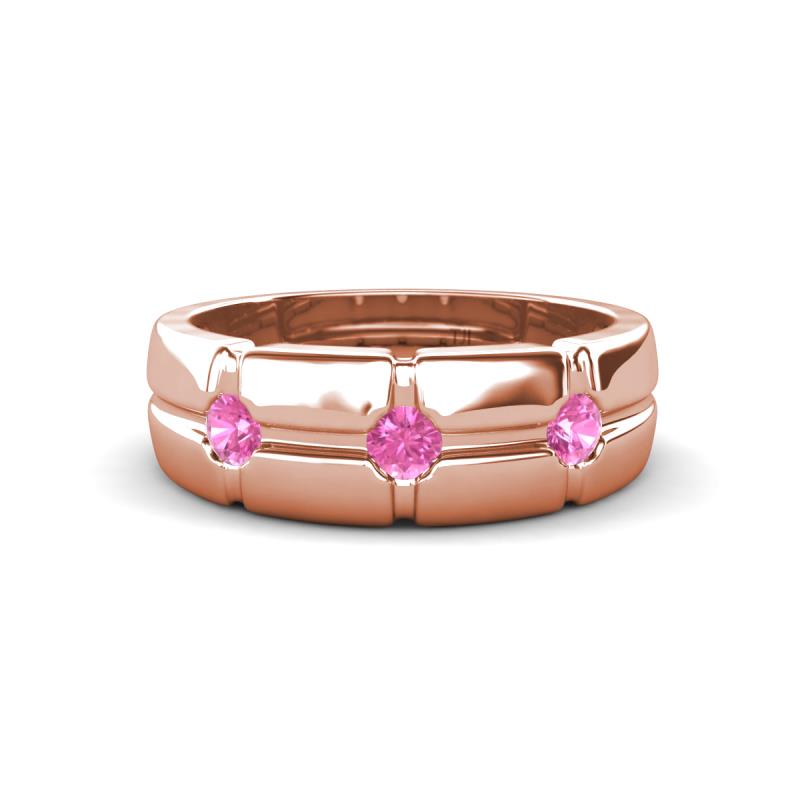 Isaac 0.25 ctw Pink Sapphire Cross Patterned Men Band (7.50 mm) 