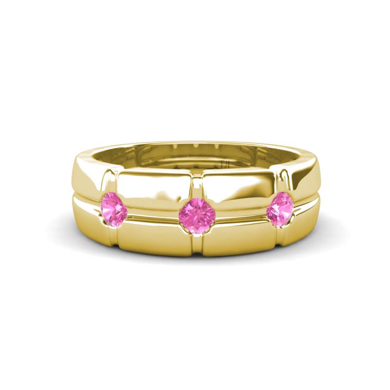 Isaac 0.25 ctw Pink Sapphire Cross Patterned Men Band (7.50 mm) 