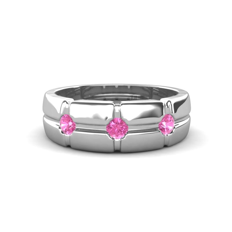 Isaac 0.25 ctw Pink Sapphire Cross Patterned Men Band (7.50 mm) 