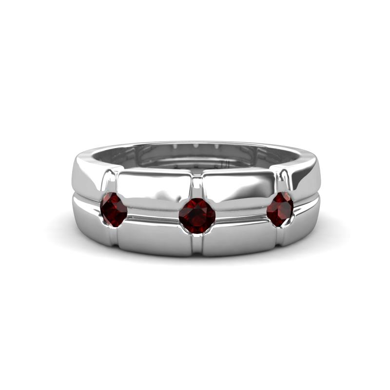 Isaac 0.28 ctw Red Garnet Cross Patterned Men Band (7.50 mm) 