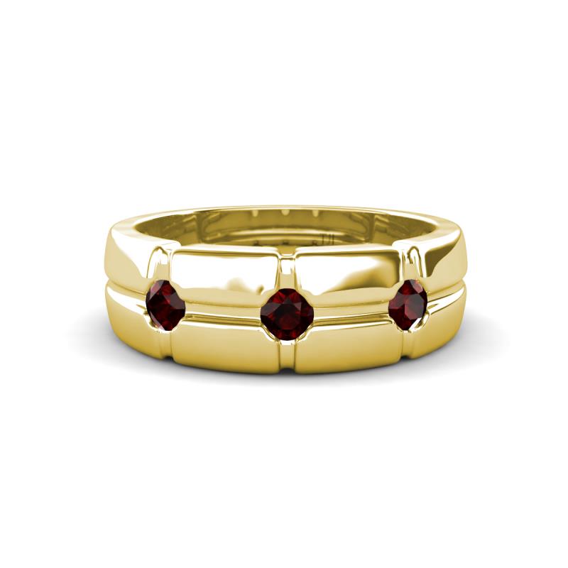 Isaac 0.28 ctw Red Garnet Cross Patterned Men Band (7.50 mm) 