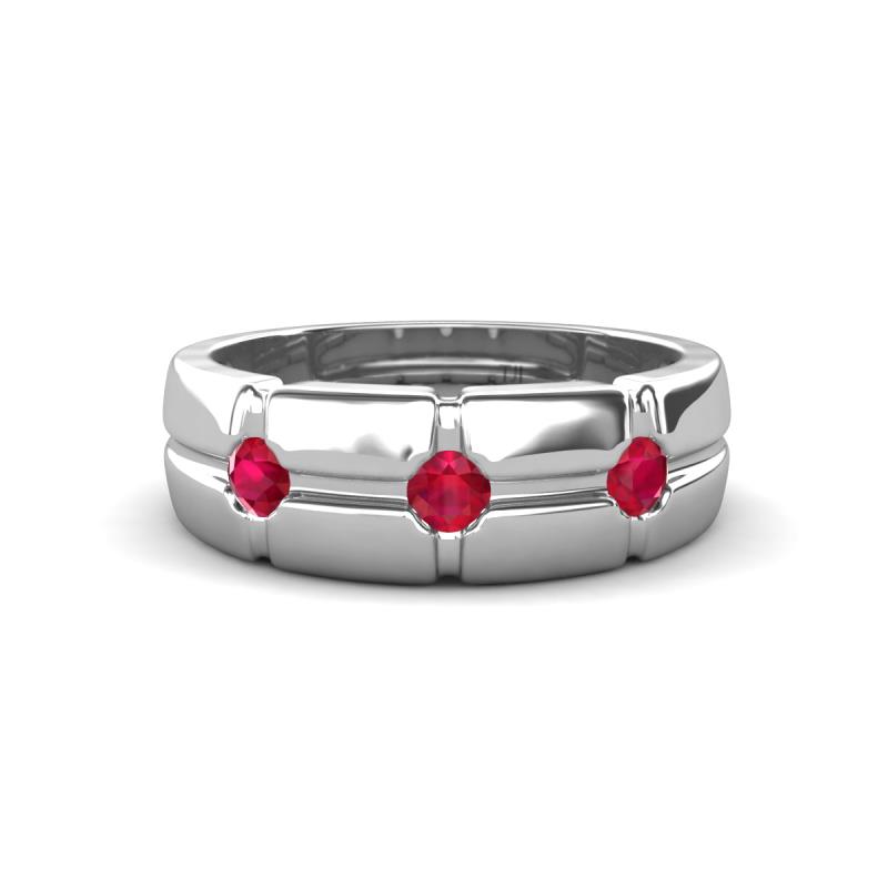 Isaac 0.25 ctw Ruby Cross Patterned Men Band (7.50 mm) 