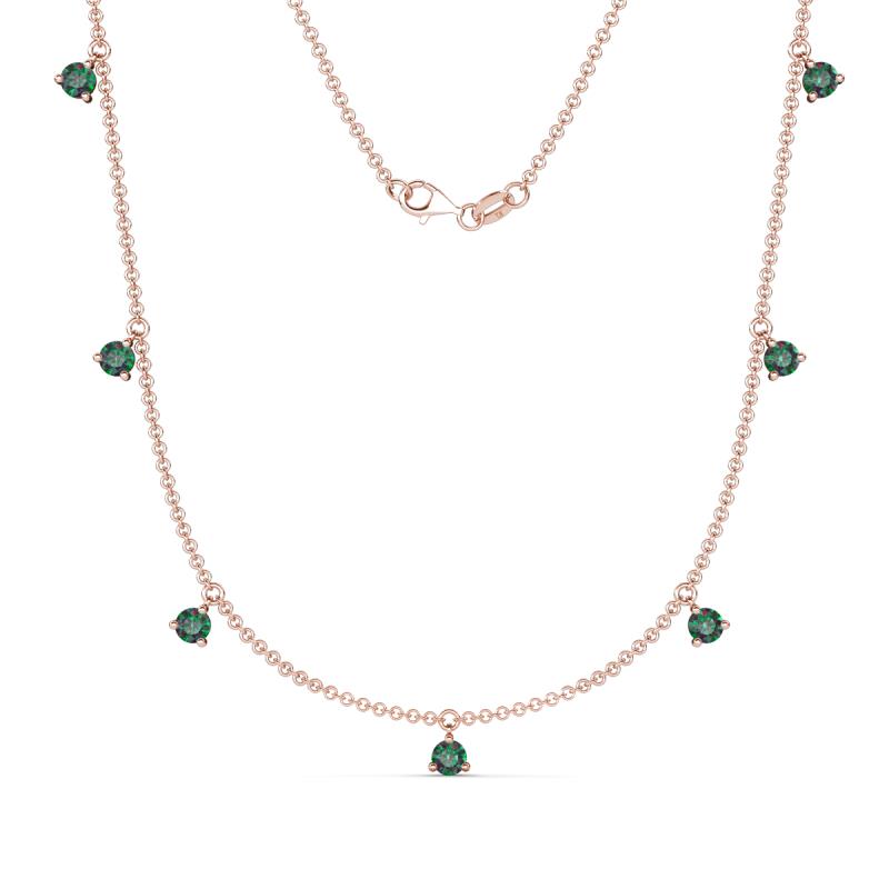 Zuria 0.84 ctw Created Alexandrite (7 stn/3mm) Women Drop Station Necklace 