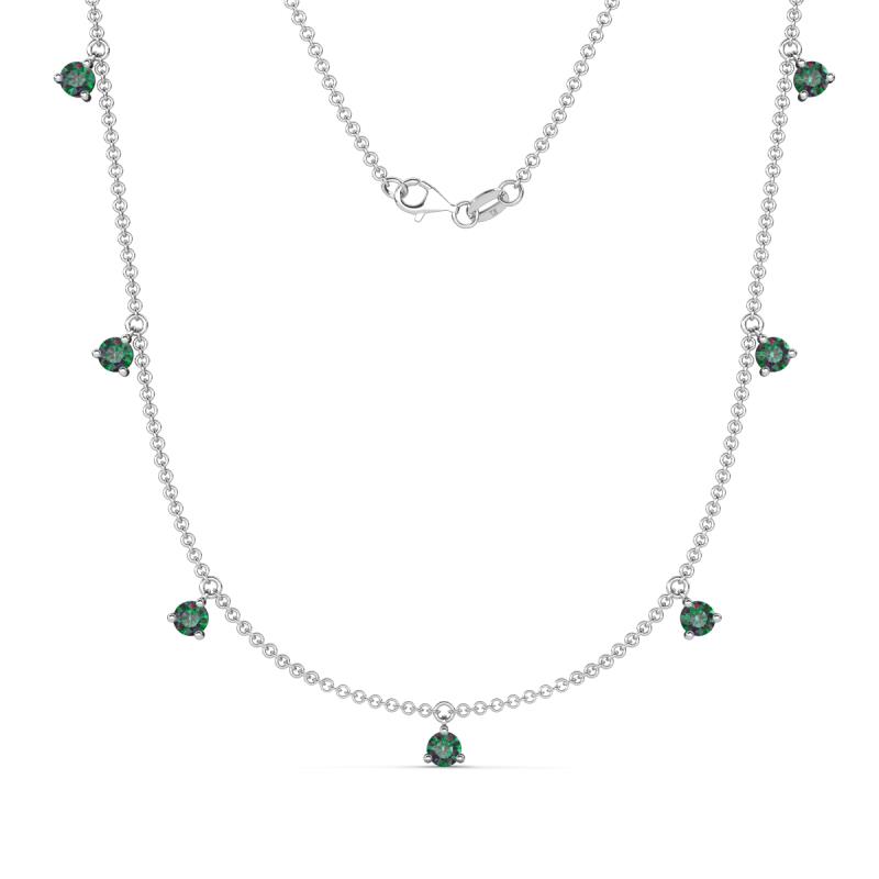 Zuria 0.84 ctw Created Alexandrite (7 stn/3mm) Women Drop Station Necklace 