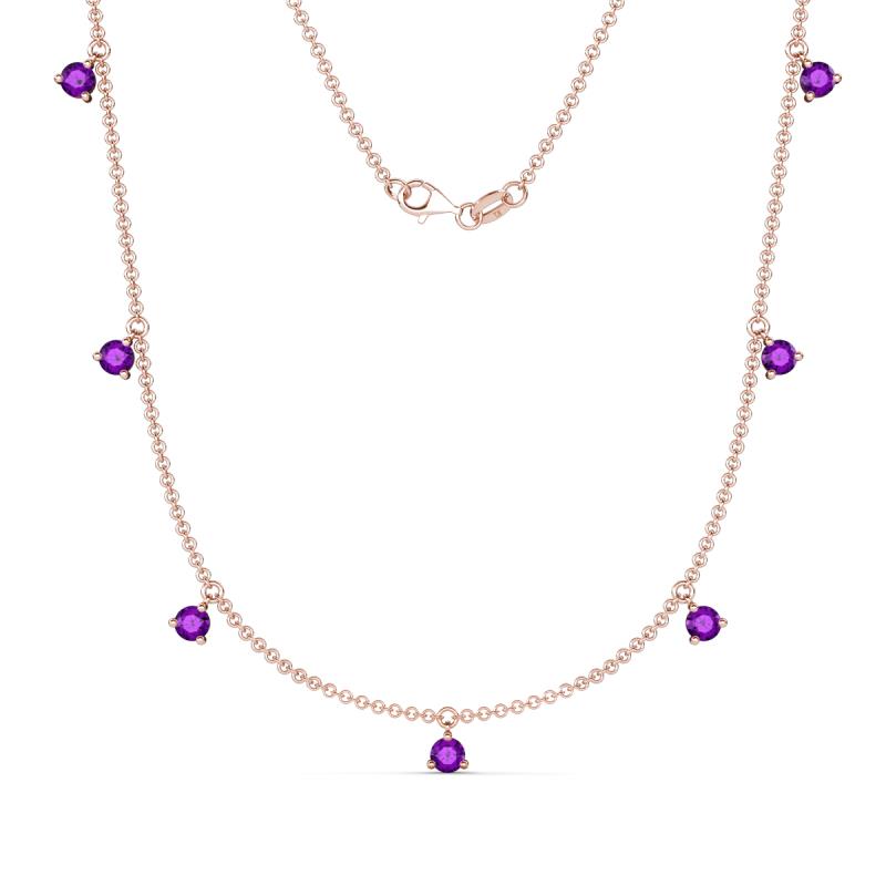 Zuria 0.56 ctw Amethyst (7 stn/3mm) Women Drop Station Necklace 