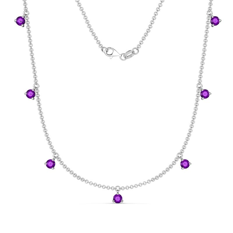 Zuria 0.56 ctw Amethyst (7 stn/3mm) Women Drop Station Necklace 