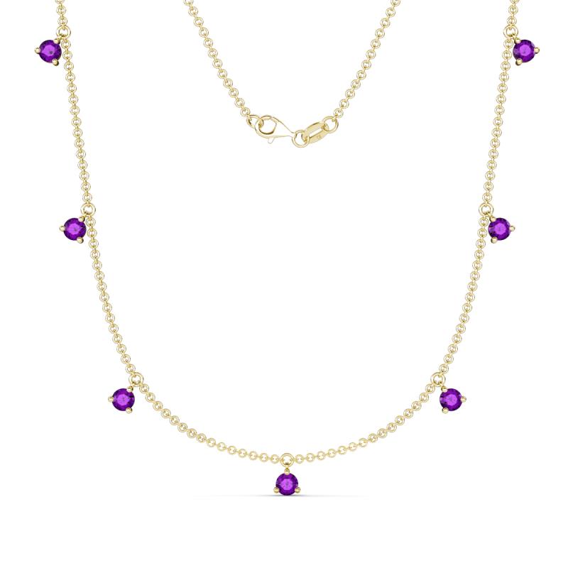 Zuria 0.56 ctw Amethyst (7 stn/3mm) Women Drop Station Necklace 