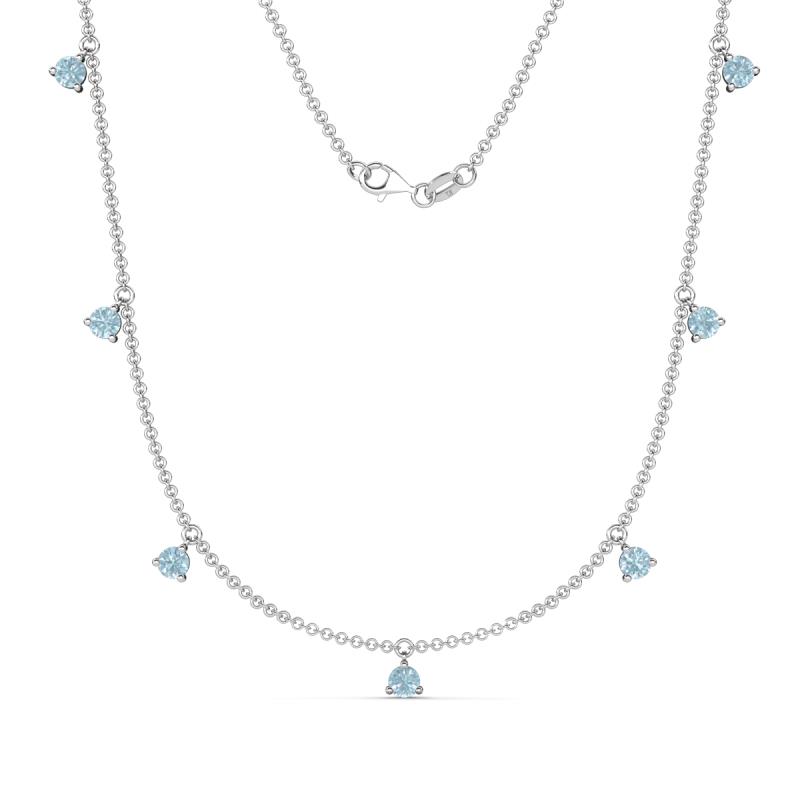Zuria 0.56 ctw Aquamarine (7 stn/3mm) Women Drop Station Necklace 